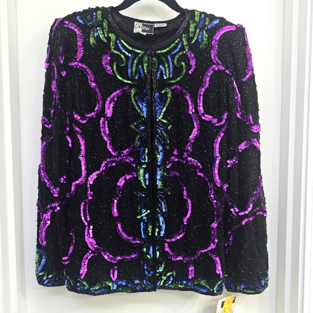 Vintage 80s Sequin Lady Jacket Dead Stock